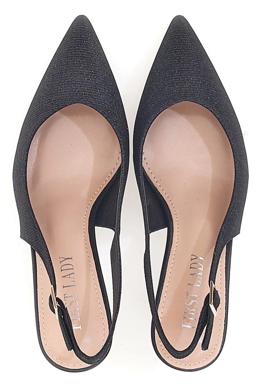 Décolleté Slingback Nere a Punta FIRST LADY P529