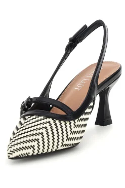 Décolleté Slingback nere con cinturino e tacco medio First lady P666