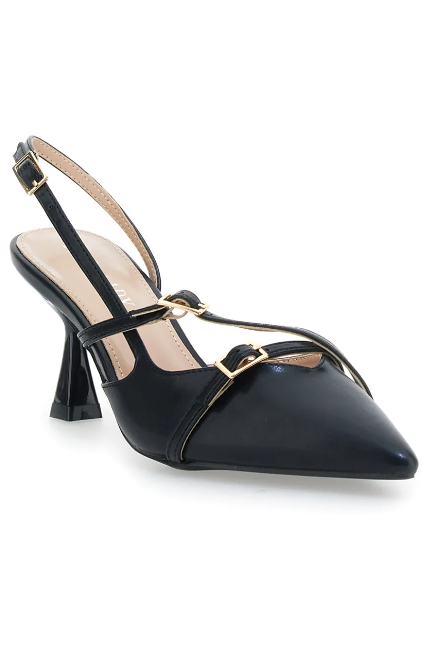 Décolleté Slingback Nere con Cinturini FIRST LADY 9532