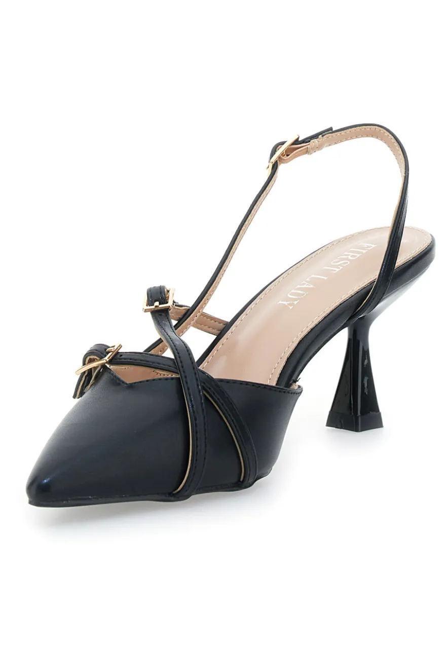 Décolleté Slingback Nere con Cinturini FIRST LADY 9532