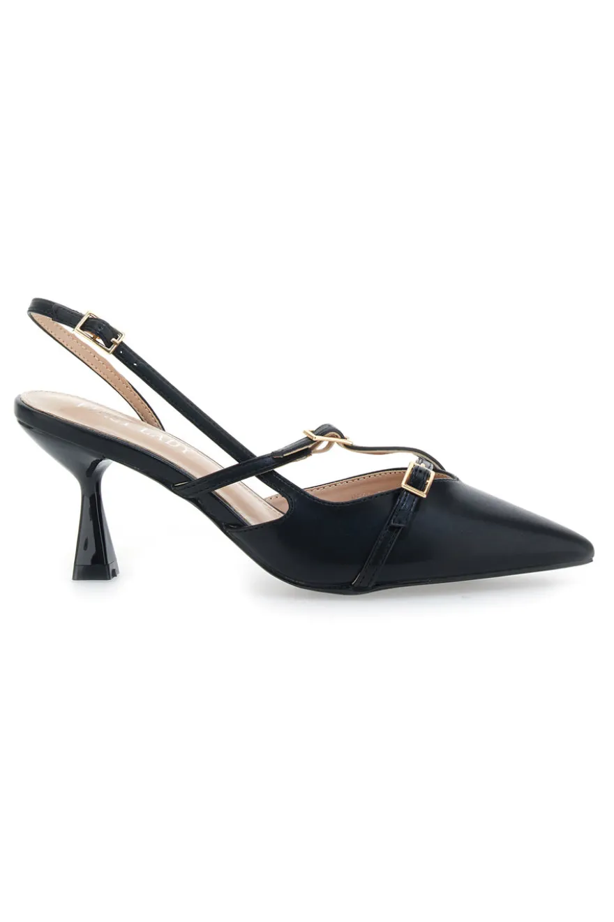 Décolleté Slingback Nere con Cinturini FIRST LADY 9532
