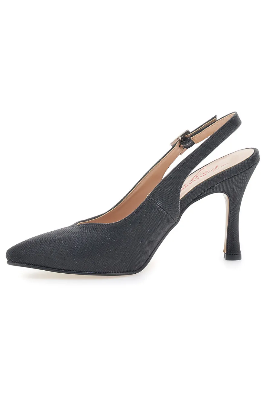 Décolleté Slingback Nere Con Glitter Pittarello Vogue 487
