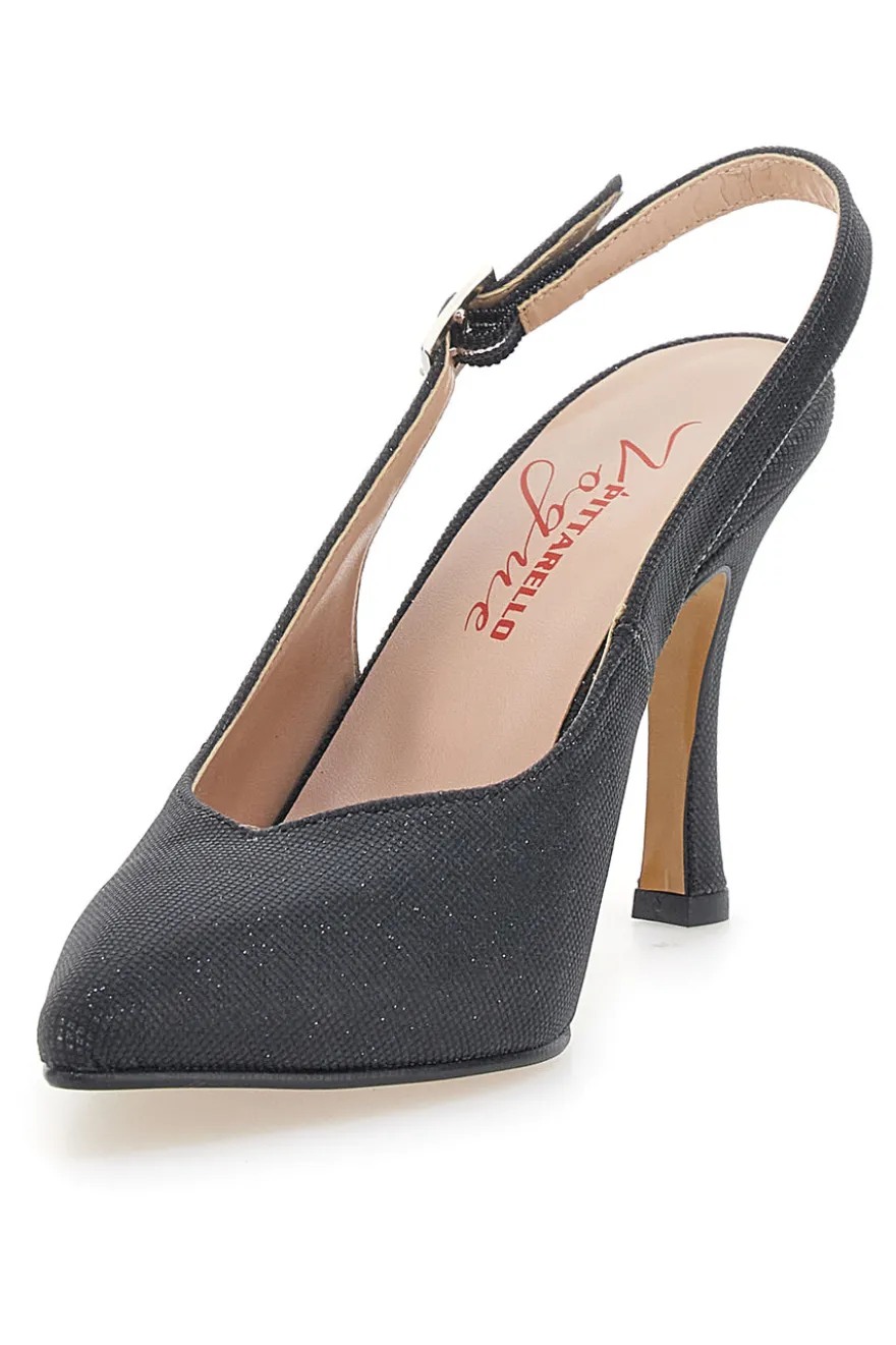 Décolleté Slingback Nere Con Glitter Pittarello Vogue 487