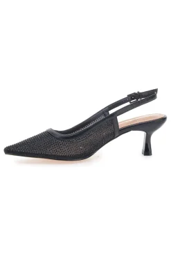 Décolleté slingback nere con strass e tacco basso Mon Dieu 632