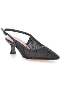 Décolleté slingback nere con strass e tacco basso Mon Dieu 632