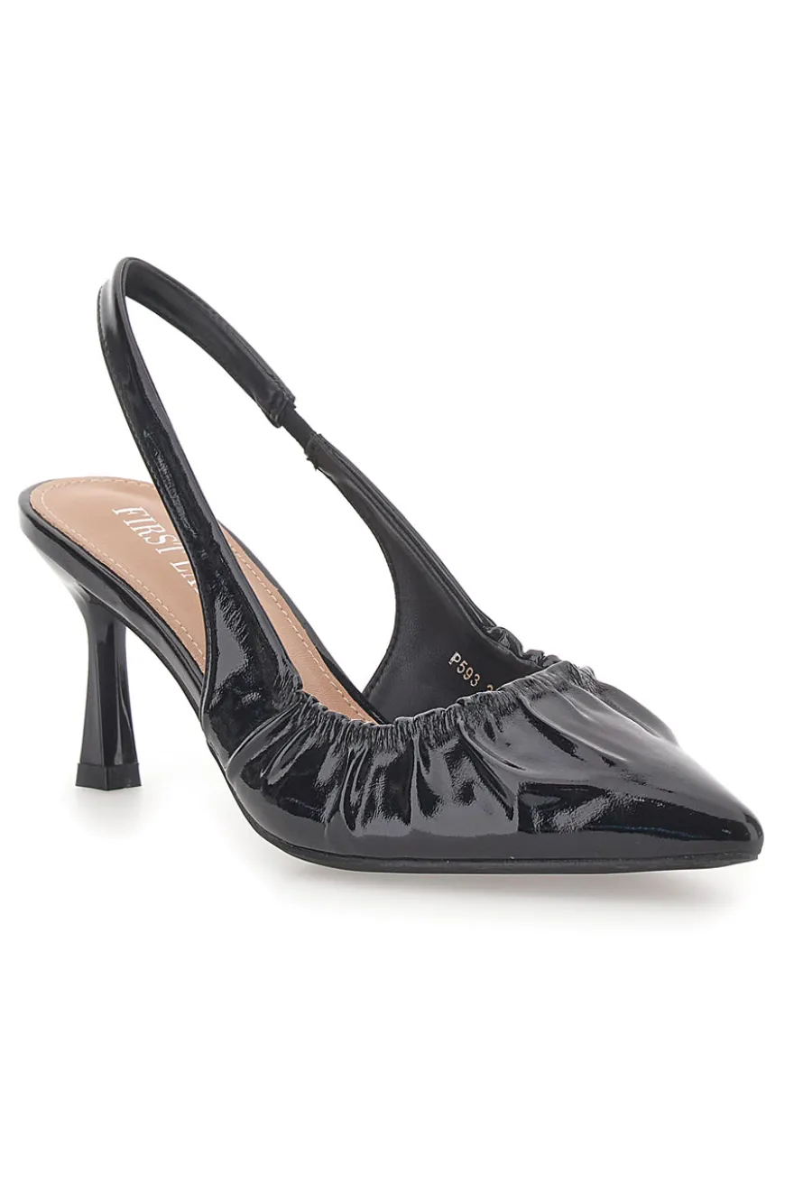 Décolleté Sling-back Nere Con Tacco First Lady P593