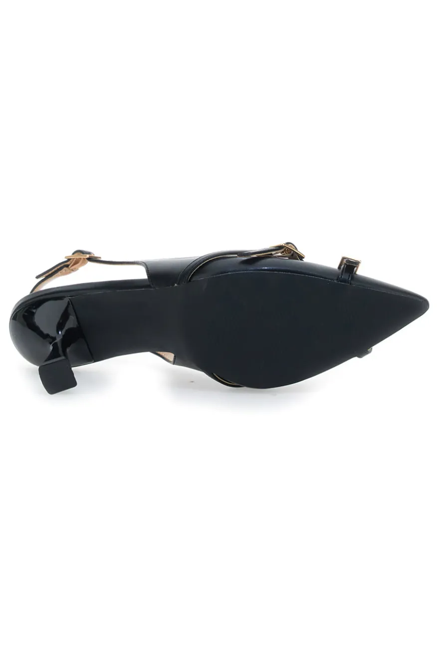 Décolleté Slingback Nere con Cinturini Decorativi FIRST LADY P531