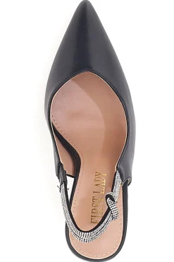 Décolleté Slingback Nere con Tacco Alto FIRST LADY P528