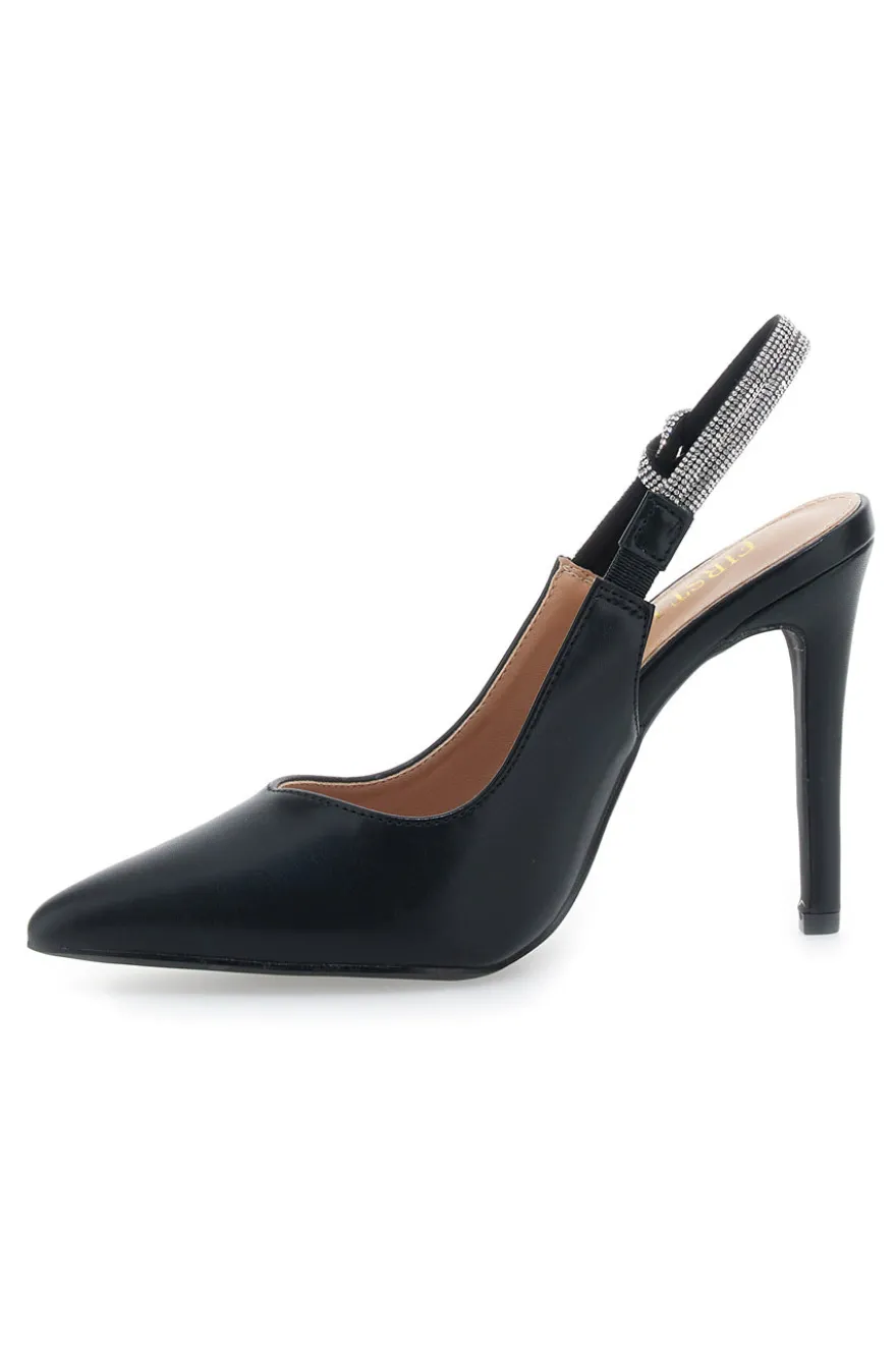 Décolleté Slingback Nere con Tacco Alto FIRST LADY P528