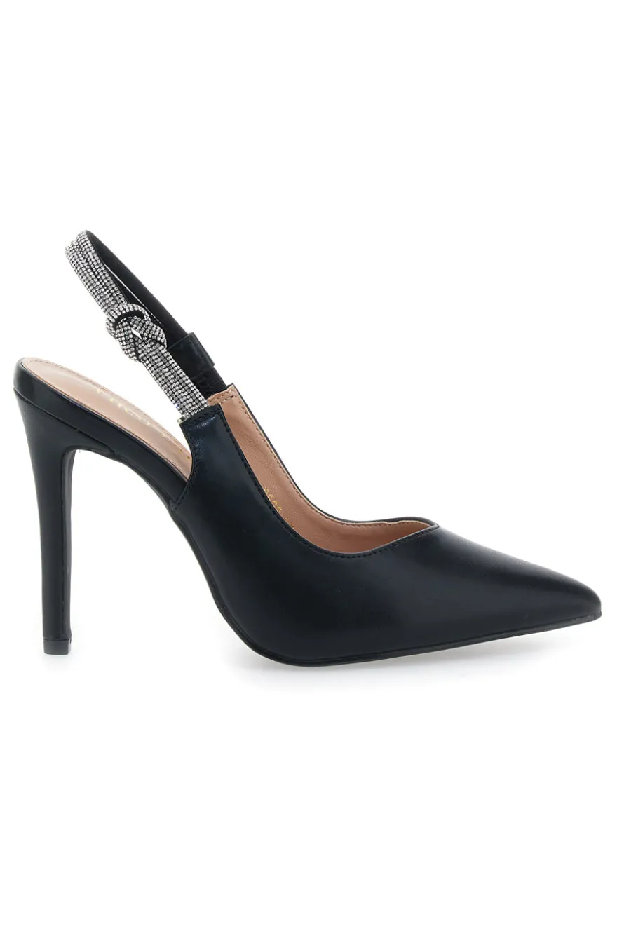 Décolleté Slingback Nere con Tacco Alto FIRST LADY P528