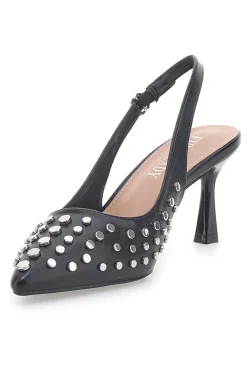 Décolleté Sling-back Nere Con Borchie First Lady P591