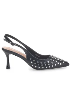 Décolleté Sling-back Nere Con Borchie First Lady P591