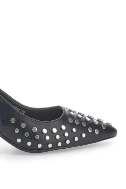 Décolleté Sling-back Nere Con Borchie First Lady P591