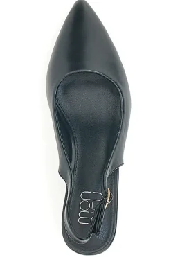 Décolleté Slingback Nere con Tacco con Dettaglio Effetto Cromato Mon Dieu DQ50233