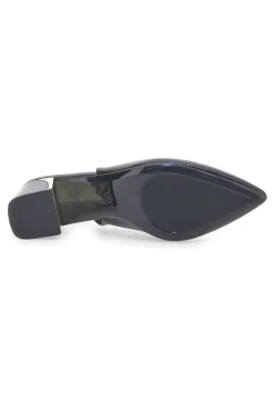 Décolleté Slingback Nere con Tacco con Dettaglio Effetto Cromato Mon Dieu DQ50233