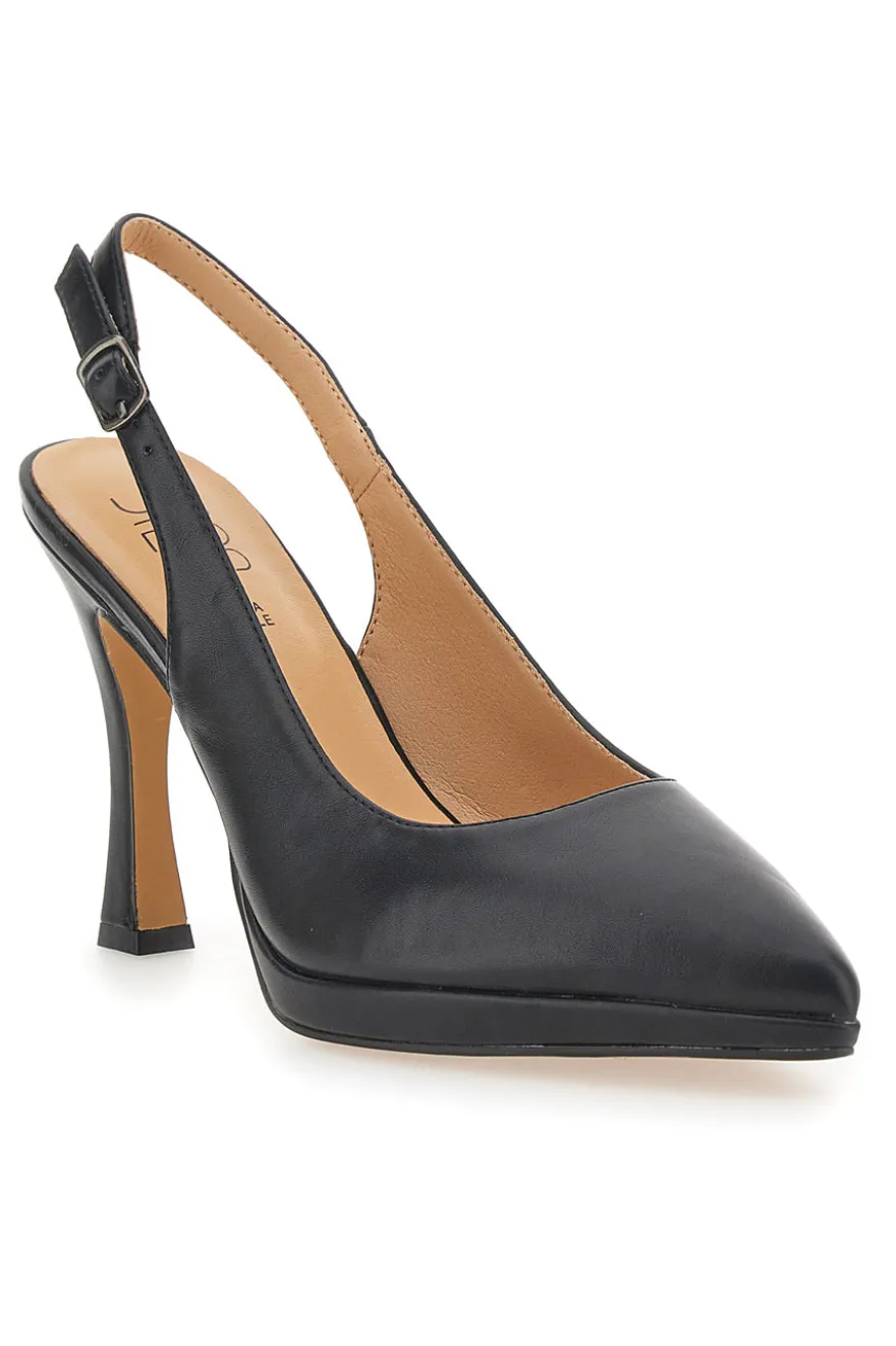 Décolleté Slingback Nere Eleganti con Tacco Alto Mon Dieu 1929Q35
