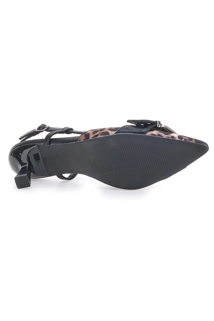 Décolleté Slingback Nere Leopardate a Punta LE HAVRE PARIS APY22