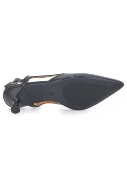Décolleté slingback neri a punta con tacco Le Havre Paris AP25S10E