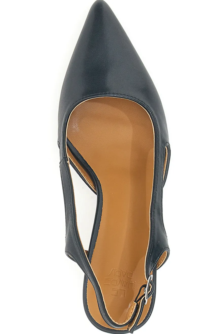 Décolleté slingback neri a punta con tacco Le Havre Paris AP25S10E