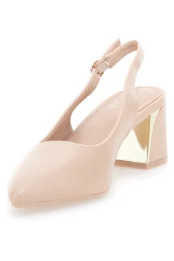 Décolleté Slingback Nude con Tacco con Dettaglio Effetto Cromato Mon Dieu DQ50233