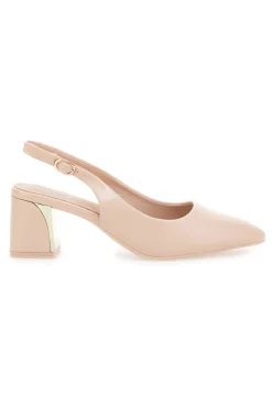 Décolleté Slingback Nude con Tacco con Dettaglio Effetto Cromato Mon Dieu DQ50233