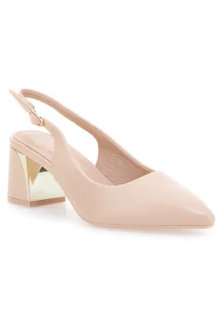 Décolleté Slingback Nude con Tacco con Dettaglio Effetto Cromato Mon Dieu DQ50233