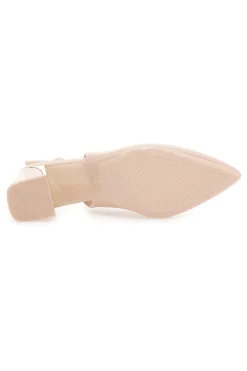Décolleté Slingback Nude con Tacco con Dettaglio Effetto Cromato Mon Dieu DQ50233