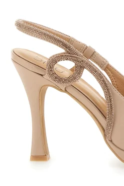 Décolleté Slingback Nude con Punta Sfilata e Cinturino con Strass Mon Dieu 1929S30