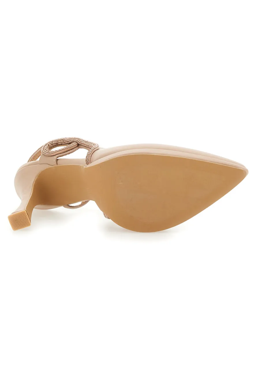 Décolleté Slingback Nude con Punta Sfilata e Cinturino con Strass Mon Dieu 1929S30