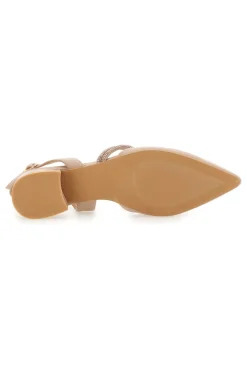 Décolleté Slingback Nude con Punta Sfilata e Cinturino con Strass Mon Dieu 883153