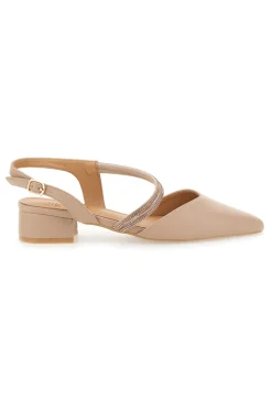 Décolleté Slingback Nude con Punta Sfilata e Cinturino con Strass Mon Dieu 883153