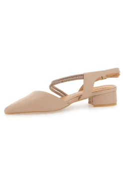 Décolleté Slingback Nude con Punta Sfilata e Cinturino con Strass Mon Dieu 883153