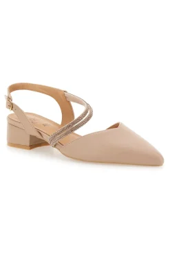 Décolleté Slingback Nude con Punta Sfilata e Cinturino con Strass Mon Dieu 883153