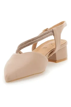 Décolleté Slingback Nude con Punta Sfilata e Cinturino con Strass Mon Dieu 883153