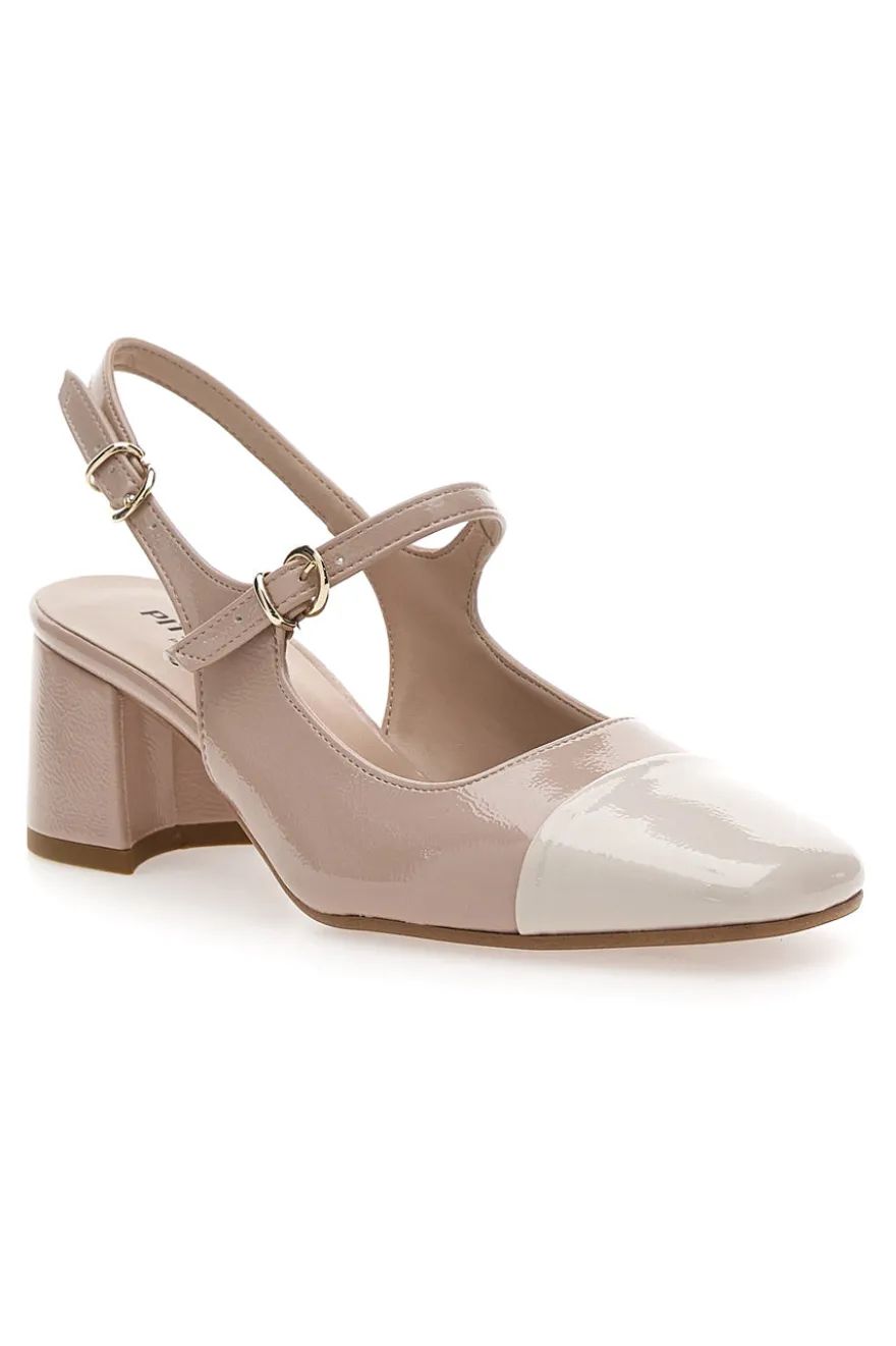 Décolleté Slingback Nude con Tacco a Blocco e Punta Squadrata PITTARELLO C508