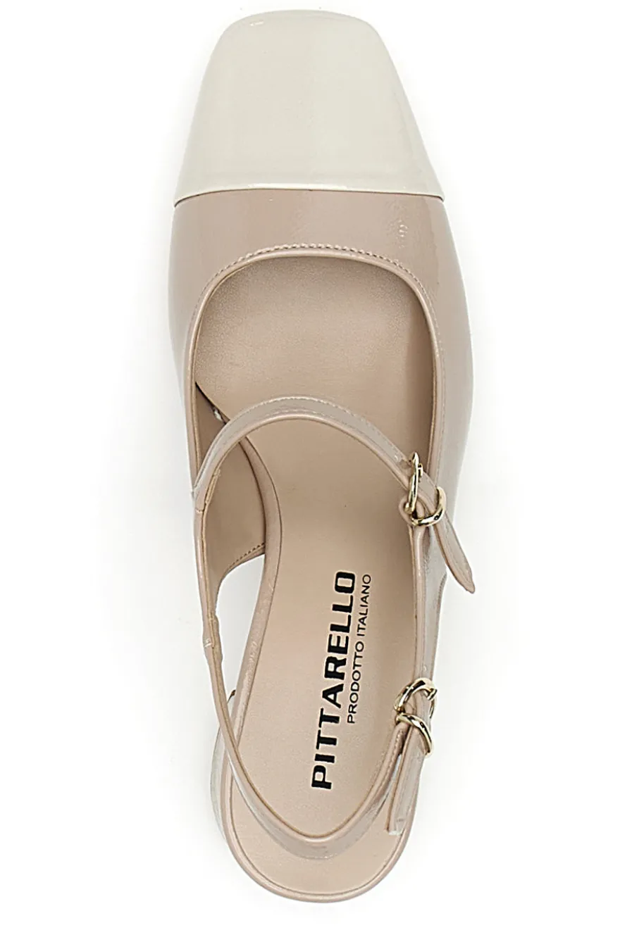 Décolleté Slingback Nude con Tacco a Blocco e Punta Squadrata PITTARELLO C508