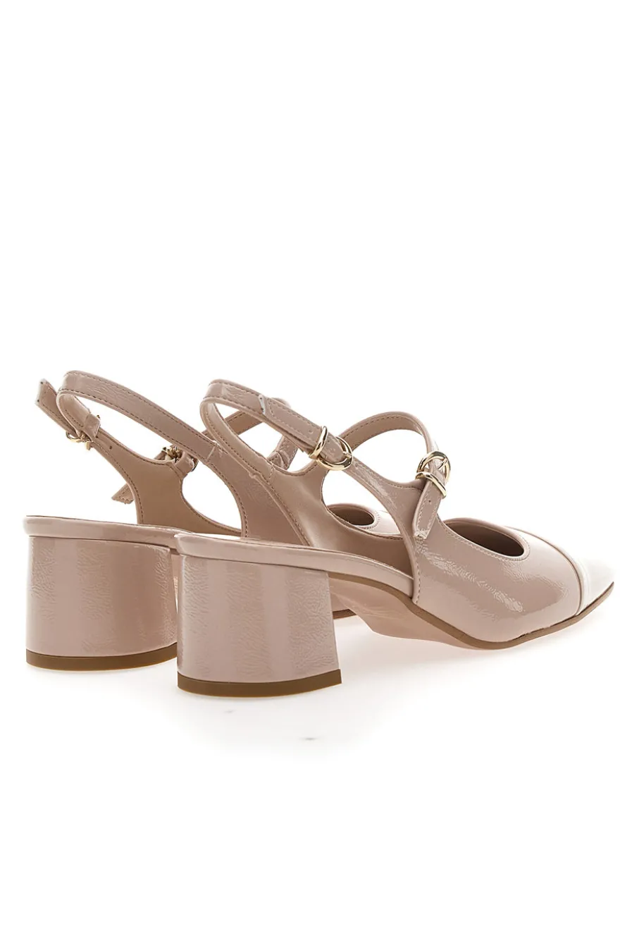 Décolleté Slingback Nude con Tacco a Blocco e Punta Squadrata PITTARELLO C508