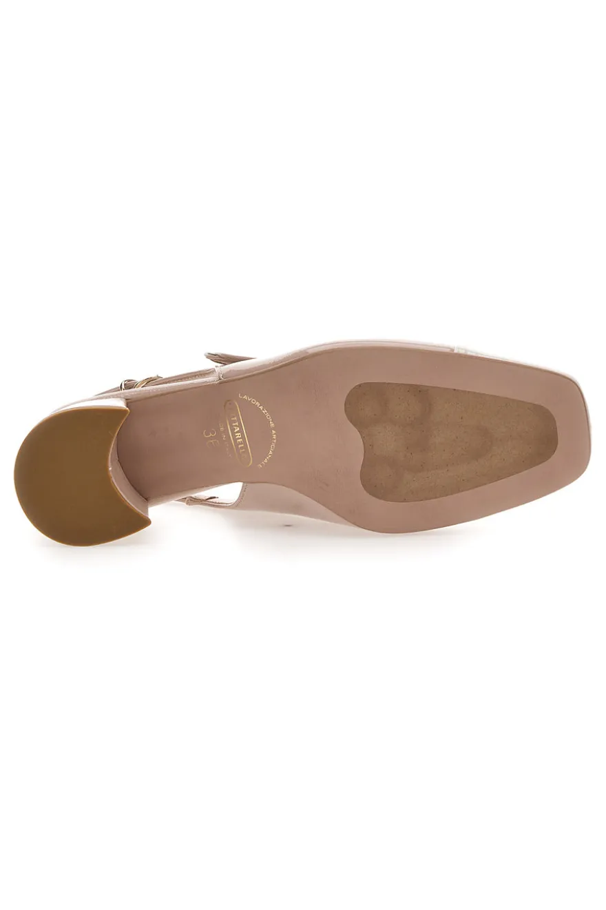 Décolleté Slingback Nude con Tacco a Blocco e Punta Squadrata PITTARELLO C508
