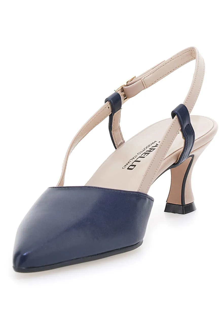 Décolleté Slingback Nude e Blu a Punta PITTARELLO P506