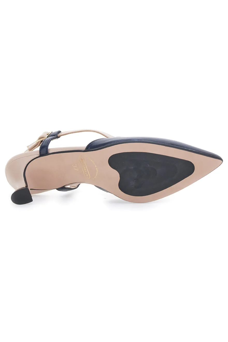 Décolleté Slingback Nude e Blu a Punta PITTARELLO P506