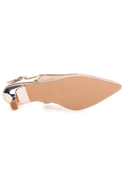 Décolleté slingback oro rosa con strass e tacco basso Mon Dieu 632