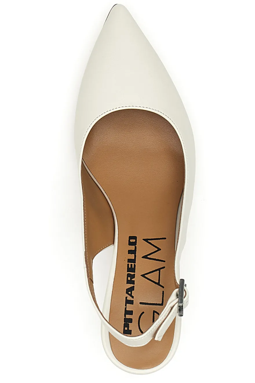 Décolleté slingback panna con tacco Pittarello Glam 934