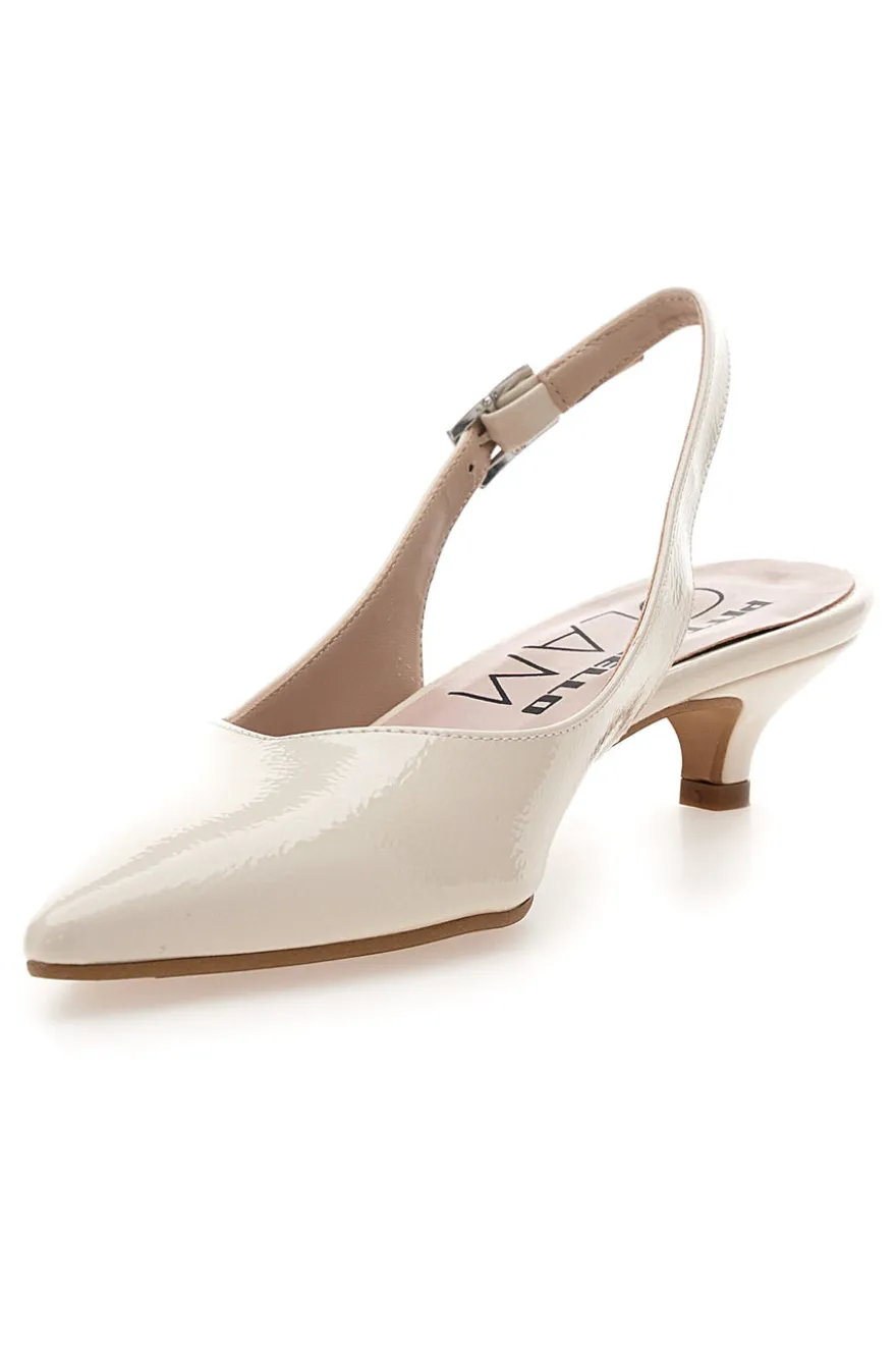 Décolleté slingback panna con tacco Pittarello Glam 3135