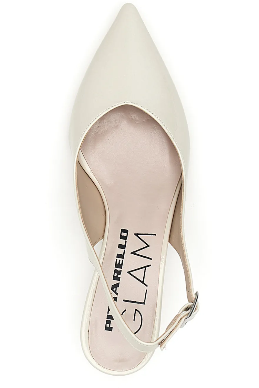 Décolleté slingback panna con tacco Pittarello Glam 3135