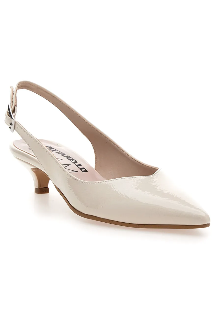 Décolleté slingback panna con tacco Pittarello Glam 3135
