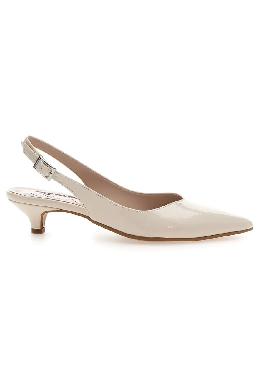 Décolleté slingback panna con tacco Pittarello Glam 3135