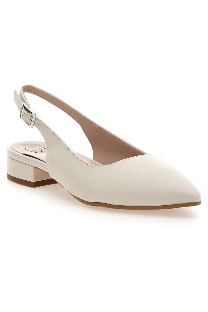 Décolleté slingback panna con tacco basso Pittarello Glam 3883