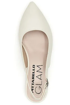 Décolleté slingback panna con tacco basso Pittarello Glam 3883