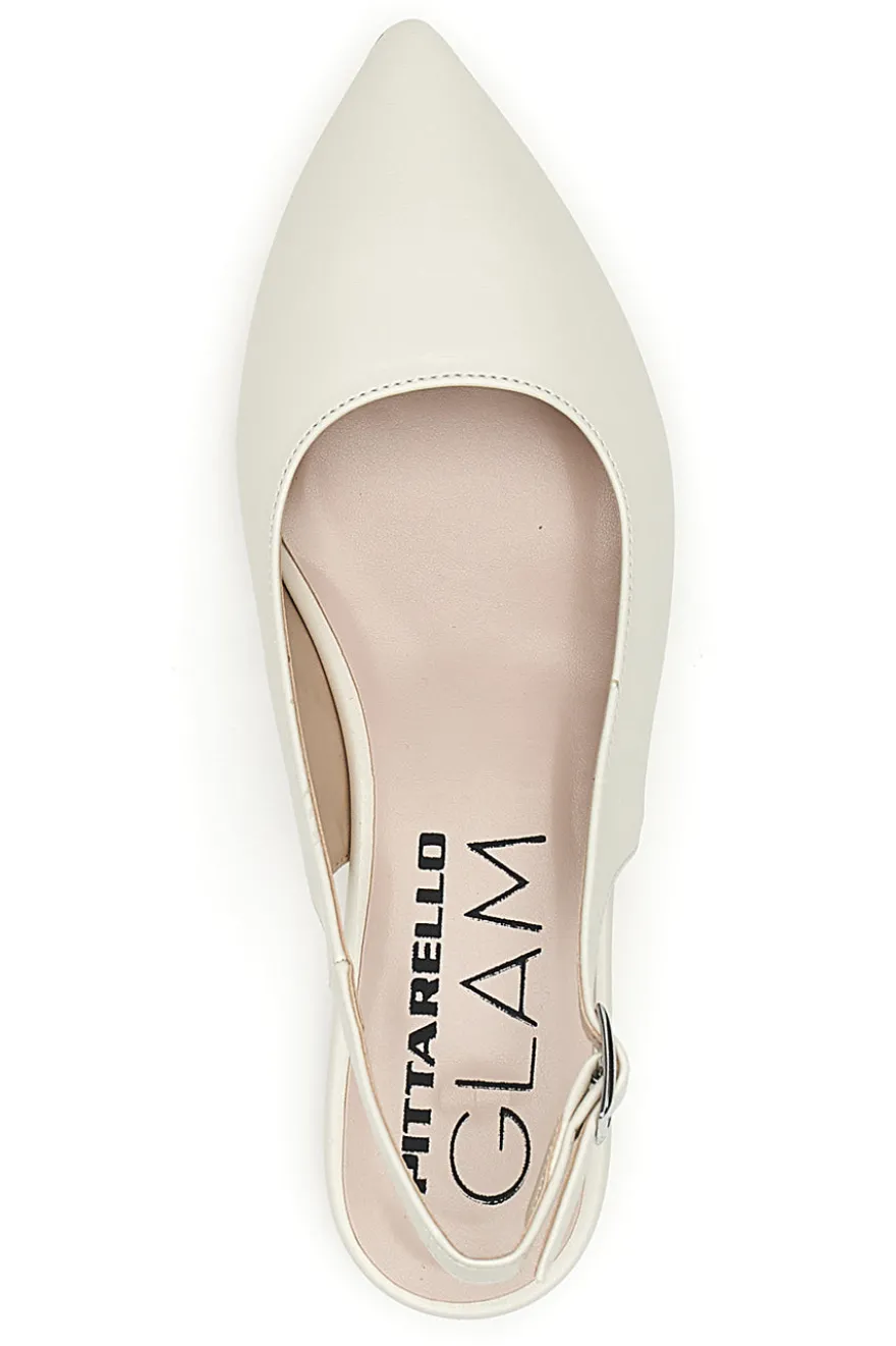 Décolleté slingback panna con tacco basso Pittarello Glam 3883