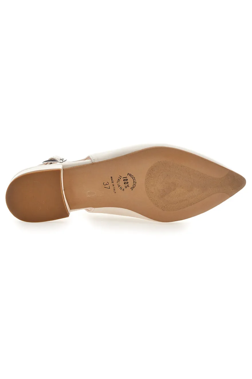 Décolleté slingback panna con tacco basso Pittarello Glam 3883